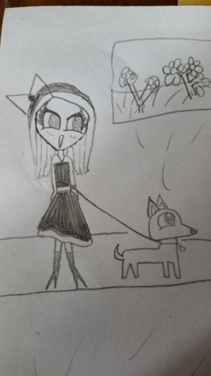 Heroes and Tails drawing of girl and dog
